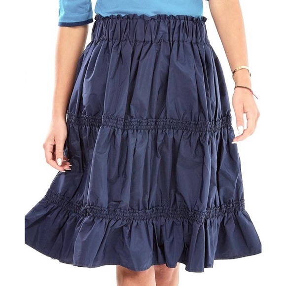Yakira Bella Dresses & Skirts - Yakira Bella Navy Tiered Elastic Waist Knee Length Skirt Medium